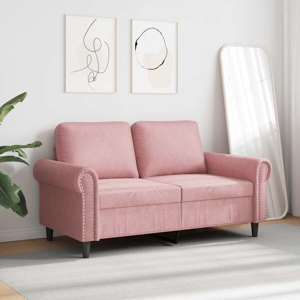 vidaXL Sof&aacute; de 2 lugares veludo 120 cm rosa