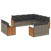 vidaXL 11 pcs conjunto sof&aacute;s de jardim c/ almofad&otilde;es vime PE cinzento