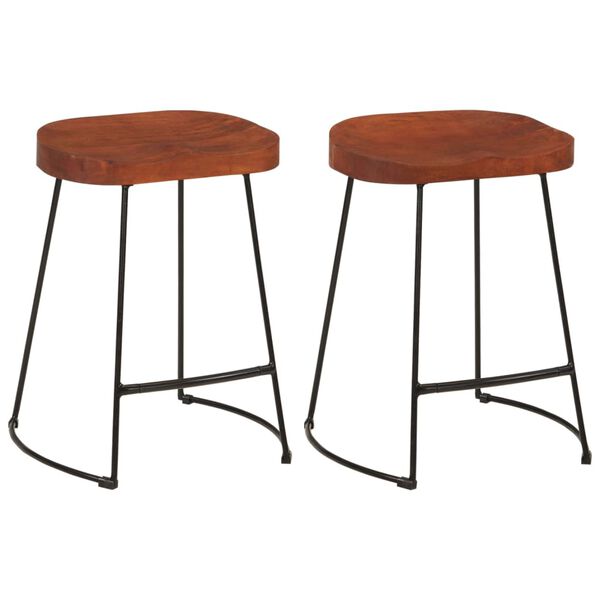 vidaXL Bancos de bar Gavin 2 pcs 45x38x53 cm madeira mangueira maci&ccedil;a