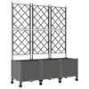 vidaXL Vaso de Jardim com Treli&ccedil;a e Rodas 3 unid. Cinzento-claro PP