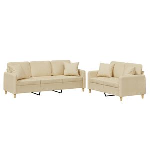 vidaXL 2 pcs conjunto de sof&aacute;s com almofadas tecido cor creme