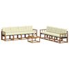 vidaXL Conjunto de Sof&aacute;s para Exterior 9 pcs Natural e Creme