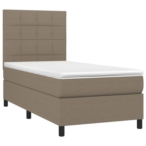 vidaXL Cama box spring colch&atilde;o/LED 100x200cm tecido cinza-acastanhado