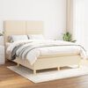 vidaXL Cama com molas/colch&atilde;o 140x190 cm tecido cor creme