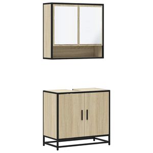 vidaXL 2 pcs conj. m&oacute;veis casa banho derivados madeira carvalho sonoma