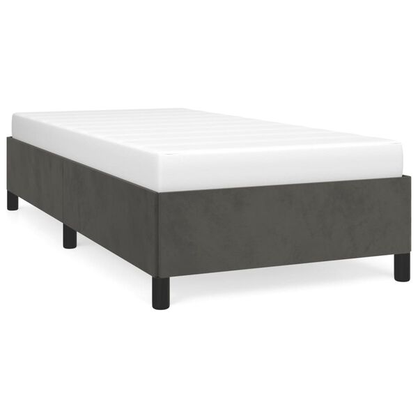 vidaXL Estrutura de cama sem colch&atilde;o 90x190 cm veludo cinzento-escuro