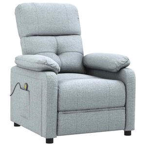vidaXL Poltrona de massagens tecido cinzento-claro