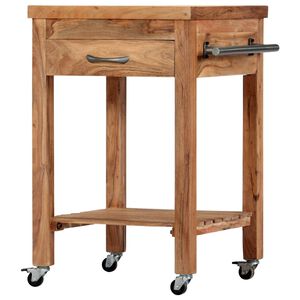 vidaXL Carrinho de cozinha 58x58x89 cm madeira de ac&aacute;cia maci&ccedil;a