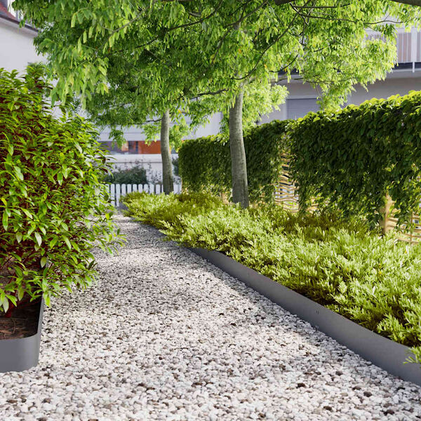 vidaXL Orlas de relva 10 pcs antracite 15x103 cm a&ccedil;o laminado a frio