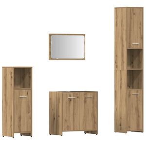 vidaXL 4 pcs m&oacute;veis de casa de banho deriv. madeira carvalho artisiano
