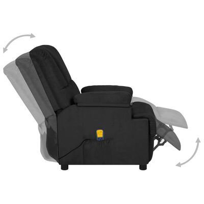 vidaXL Poltrona de massagens reclinável camurça artificial preto
