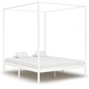 vidaXL Estrutura cama dossel 4 gavetas 160x200cm pinho maci&ccedil;o branco