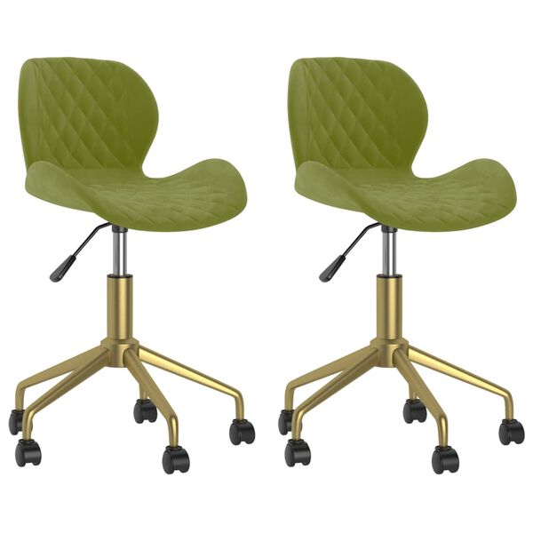 vidaXL Cadeiras de jantar girat&oacute;rias 2 pcs veludo verde-claro