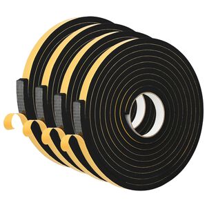 vidaXL Fita de espuma autoadesiva 4 unid. Preto 20mm x 5m Espuma CR