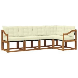 vidaXL Conjunto de Sof&aacute;s para Exterior 5 unid. Natural e Creme