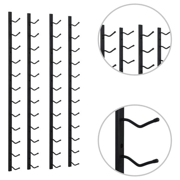 vidaXL Garrafeiras de parede para 12 garrafas 2 pcs ferro preto