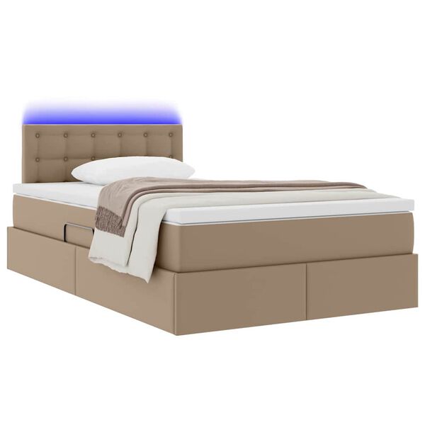 vidaXL Cama com arruma&ccedil;&atilde;o e LED com colch&atilde;o Cappuccino 120 x 190 cm
