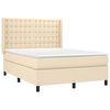 vidaXL Cama box spring c/ colch&atilde;o e LED 140x190 cm tecido cor creme