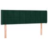 vidaXL Cabeceira cama c/ luzes LED veludo 147x16x78/88 cm verde-escuro