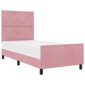 vidaXL Cama Box com cabeceira Rosa 100 x 200 cm Veludo