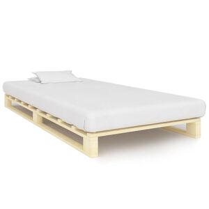 vidaXL Estrutura de cama palete de pinho maci&ccedil;o 90x200 cm