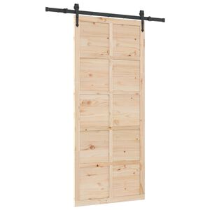 vidaXL Porta Deslizante Natural 80 x 208 cm Madeira de Pinho Maci&ccedil;a
