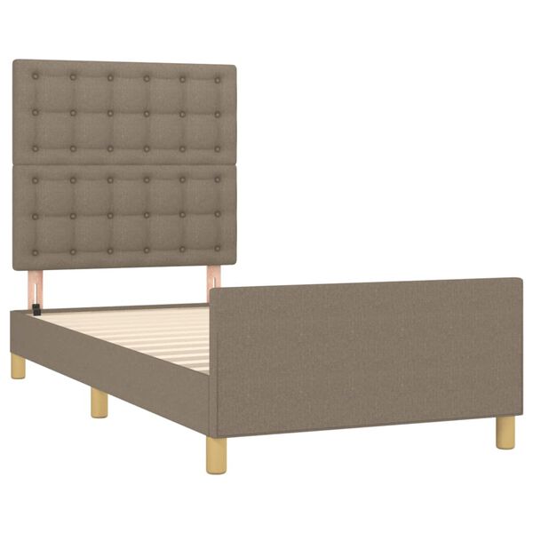 vidaXL Estrutura cama cabeceira 90x190 cm tecido castanho-acinzentado