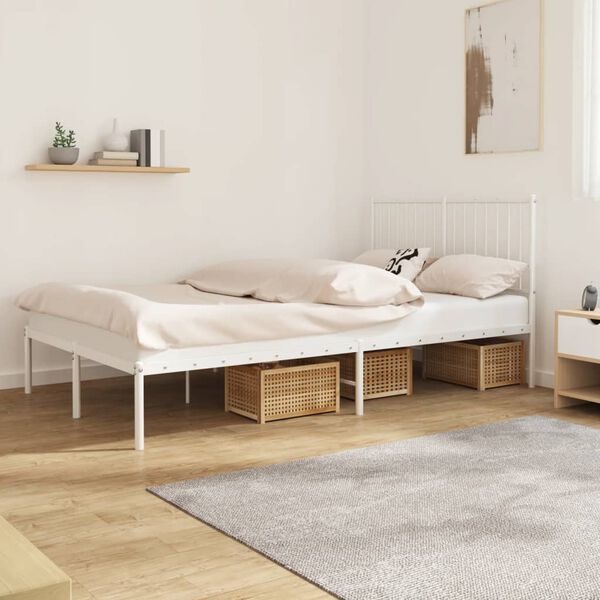 vidaXL Estrutura de cama com cabeceira 120x200 cm metal branco