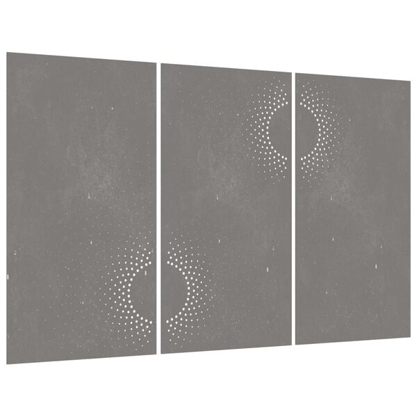 vidaXL Decora&ccedil;&atilde;o p/ muro de jardim 3pcs 105x55cm a&ccedil;o corten design sol