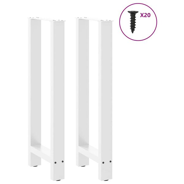 vidaXL P&eacute;s para mesa de bar , brancos, 2 pe&ccedil;as, 40x (100-101) cm, a&ccedil;o