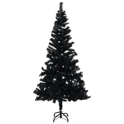 vidaXL Árvore de Natal artificial pré-iluminada + suporte PVC preto