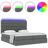 vidaXL Cama com luzes de tira LED Cinza Escuro 200 x 200 cm tecido
