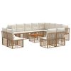vidaXL Conjunto de Sof&aacute;s para Exterior 13 unid. Natural e Branco Creme