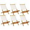 vidaXL Cadeiras de jardim dobr&aacute;veis 6 pcs tecido/madeira branco nata