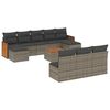 vidaXL 11 pcs conjunto sof&aacute;s de jardim c/ almofad&otilde;es vime PE cinzento