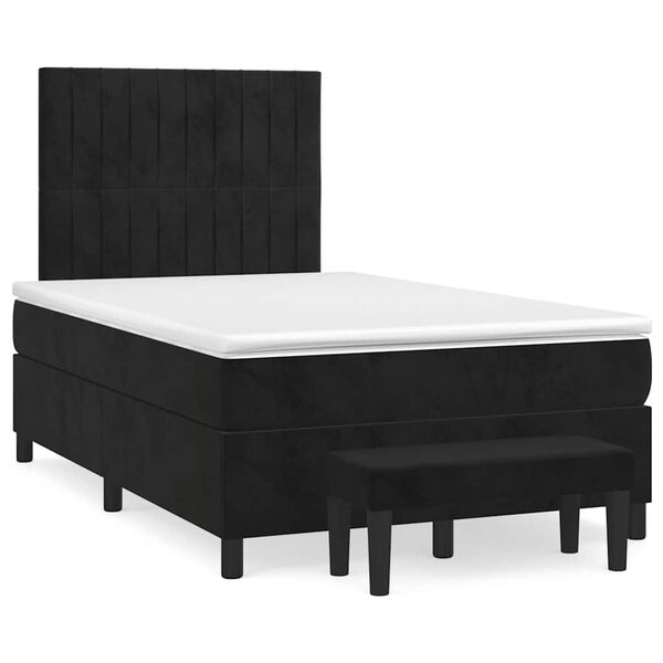 vidaXL Cama boxspring com colch&atilde;o 120x190 cm veludo preto