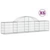 vidaXL Cestos gabi&atilde;o arqueados 6 pcs 200x30x40/60 cm ferro galvanizado