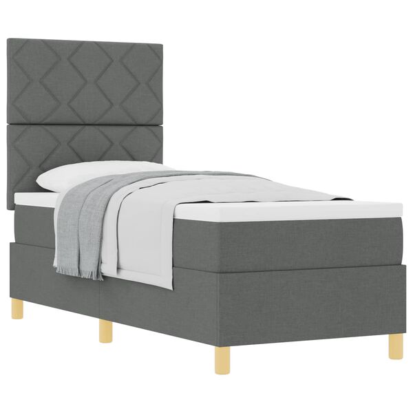 vidaXL Cama Box com colch&atilde;o Cinza Escuro 80 x 200 cm tecido