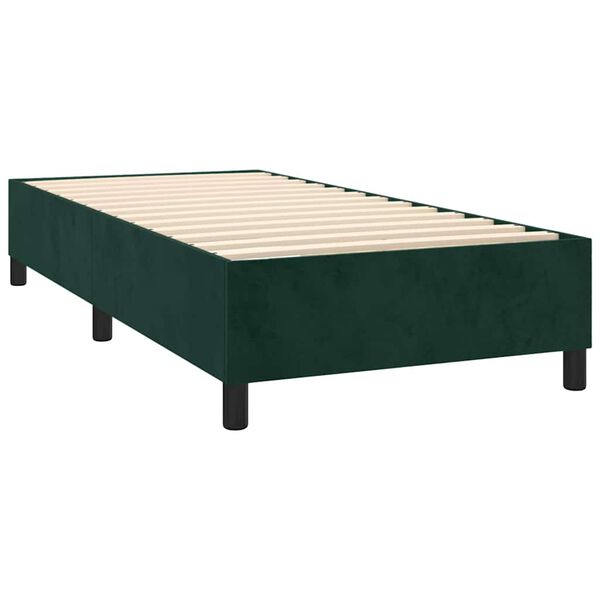 vidaXL Cama com molas/colch&atilde;o 90x200 cm veludo verde-escuro
