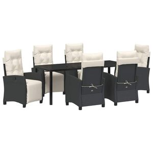vidaXL Conjunto de Jantar para Jardim com almofada 7 pcs Preto vime PE