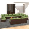 vidaXL 13 pcs conjunto lounge de jardim c/ almofad&otilde;es vime PE castanho