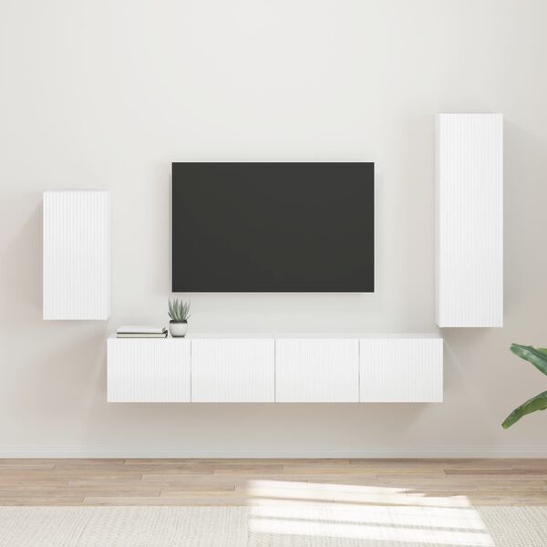 vidaXL Conjunto de m&oacute;vel de TV 4 pcs Branco Brilhante