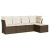 vidaXL 5 pcs conjunto sof&aacute;s p/ jardim c/ almofad&otilde;es vime PE castanho