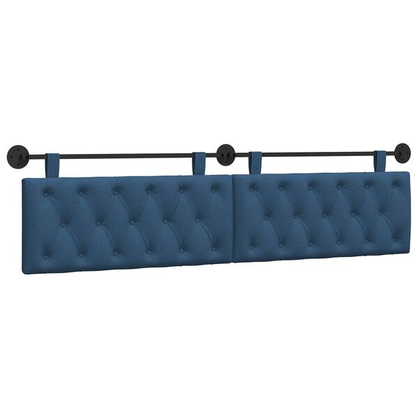 vidaXL Cabeceira Suspensa Azul 210 x 55 x 7 cm tecido