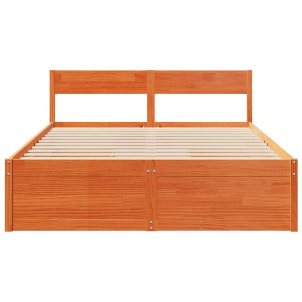 vidaXL Cama sem colch&atilde;o 150x200 cm madeira pinho maci&ccedil;a castanho-mel