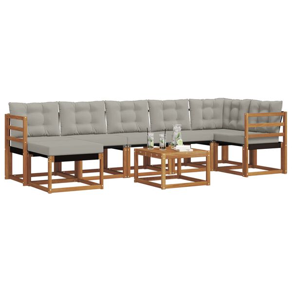 vidaXL Conjunto de Sof&aacute;s para Exterior 8 pcs Cinza Natural e Claro