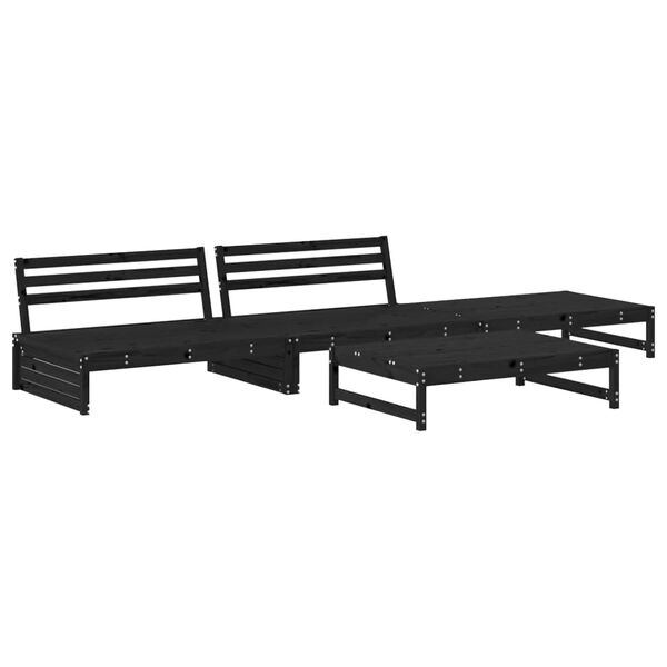 vidaXL 4 pcs conjunto lounge de jardim madeira de pinho maci&ccedil;a preto
