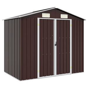 vidaXL Abrigo de jardim 205x129x183 cm a&ccedil;o galvanizado castanho