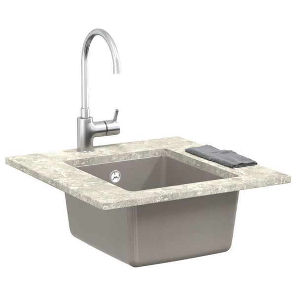 vidaXL Pia Cinzeto 370 x 460 mm 80% Quartzo e 20% Resina