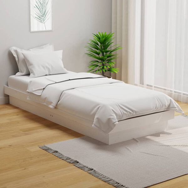 vidaXL Estrutura cama pequena solteiro 75x190 cm madeira maciça branco